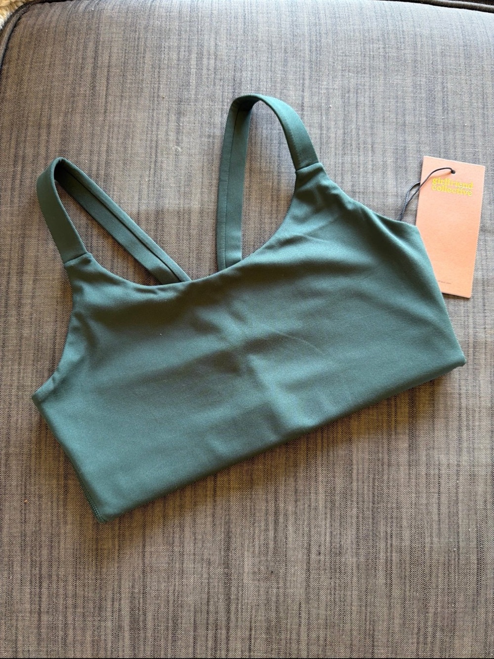 girlfriend collective Scoop Bralette in Deep Forest Green